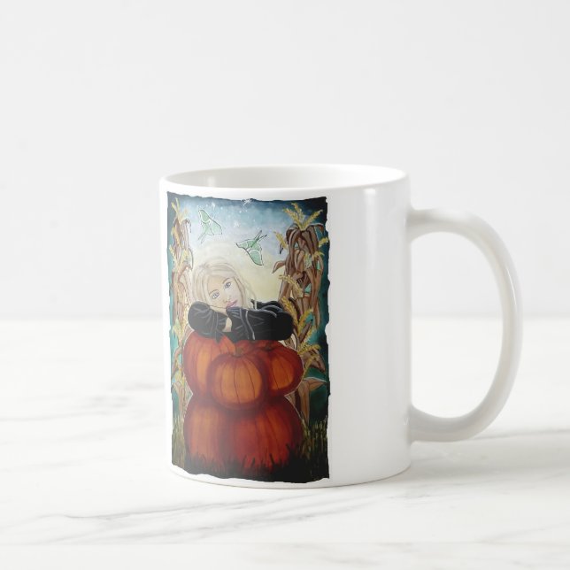 Punkin Stapel - Kürbise, Hexe, Mond, Halloween Kaffeetasse (Rechts)