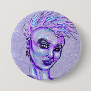 Punkmädchen-Skizze-Knopf Button