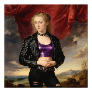 Punkprinzessin im Ledermantel Fotodruck