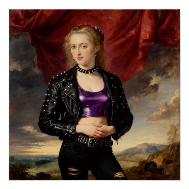 Punkprinzessin im Ledermantel Poster (Vorderseite)