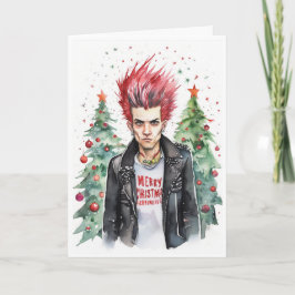 Punkrocker-Weihnachtskarte Karte