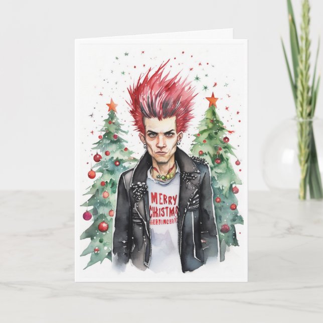Punkrocker-Weihnachtskarte Karte (Vorderseite)