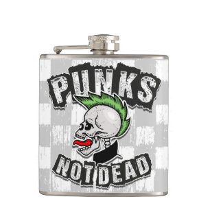 Punks leben Skull Mohawk Punk Rock Rocker Flachmann