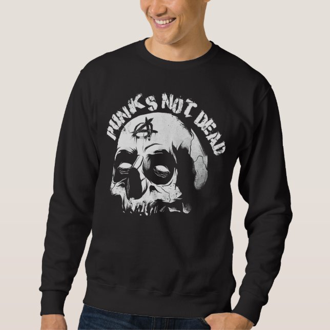 Punks nicht tot Punk Rock Skull Style Punk's Anarc Sweatshirt (Vorderseite)