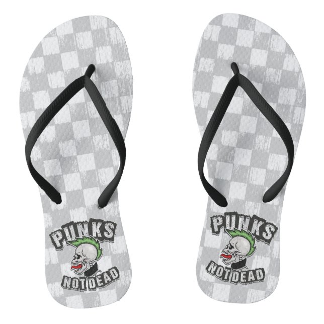 Punks Not Dead Skull Mohawk Punk Rock Rocker Flip Flops (Fußbett)