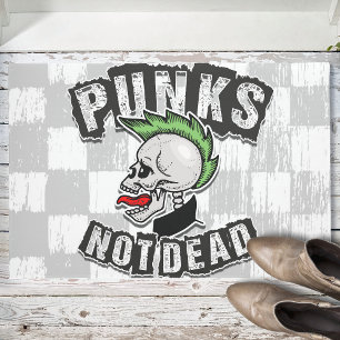 Punks Not Dead Skull Mohawk Punk Rock Rocker Fußmatte