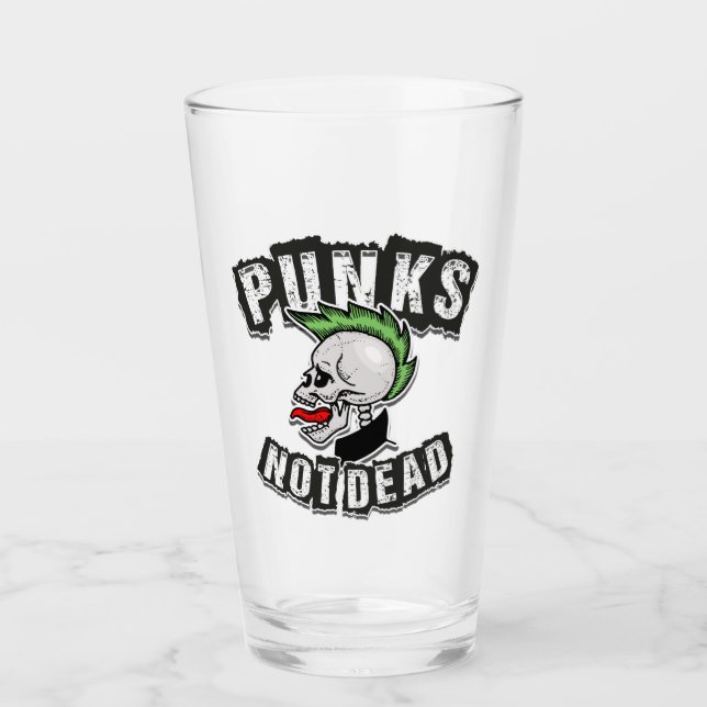 Punks Not Dead Skull Mohawk Punk Rock Rocker Glas (Vorderseite)