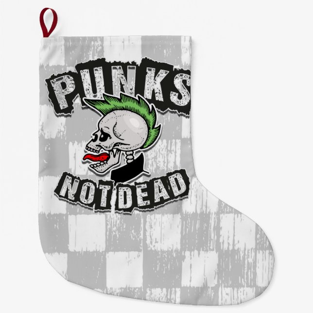 Punks Not Dead Skull Mohawk Punk Rock Rocker Großer Weihnachtsstrumpf (Vorderseite)