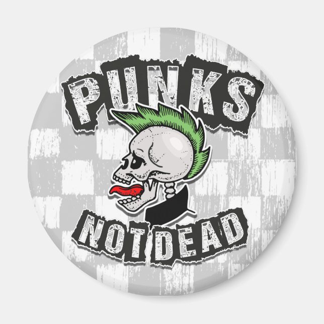 Punks Not Dead Skull Mohawk Punk Rock Rocker Magnet (Vorne)