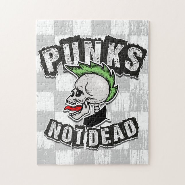 Punks Not Dead Skull Mohawk Punk Rock Rocker Puzzle (Vertikal)