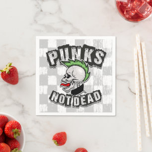 Punks Not Dead Skull Mohawk Punk Rock Rocker Serviette