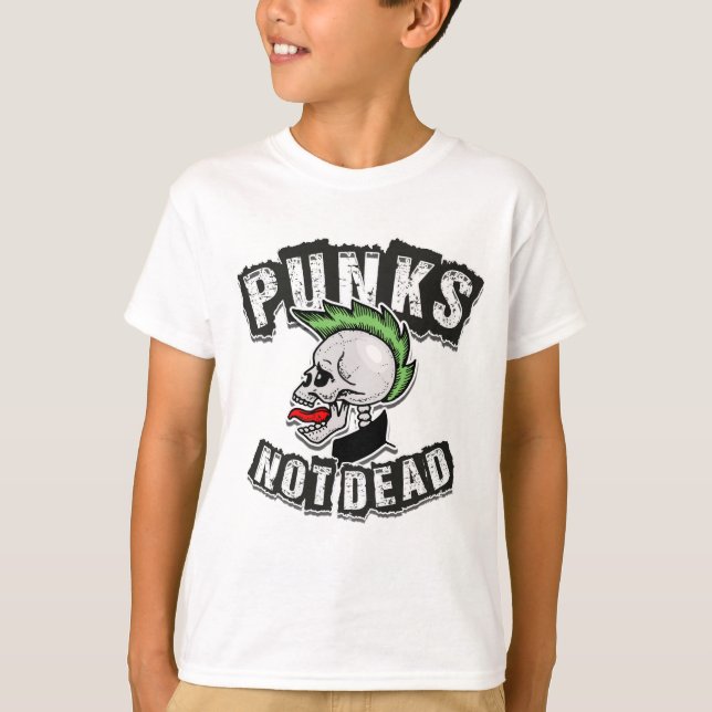 Punks Not Dead Skull Mohawk Punk Rock Rocker T-Shirt (Vorderseite)