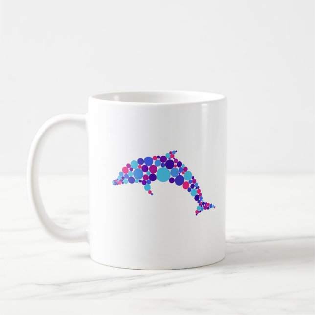 Punkt-Delfin Bunte Abstrakte Meerestiere Kaffeetasse (Links)