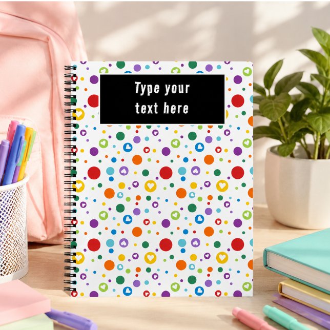 Punkt-Herz Regenbogenfarben  | Süße Schulsachen Notizbuch (dot heart Rainbow Colors | Cute Back to School Notebook)