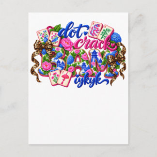 Punkt Knall Bam Lustiges Mahjong Pink Blau Chinois Postkarte