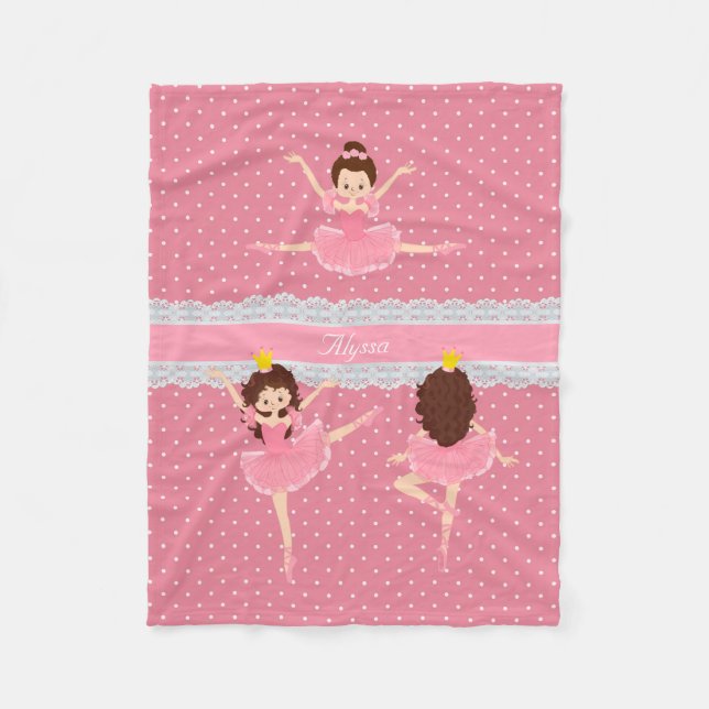 Punkt Lace Pink Ballerina Pattern Kinder Fleecedecke (Vorderseite)