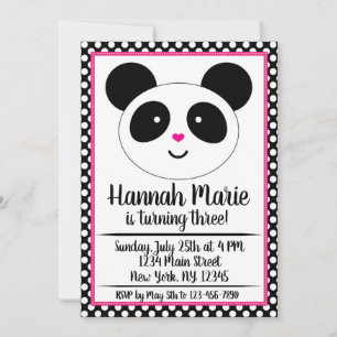 Punkt Panda Party Geburtstagseinladung Einladung