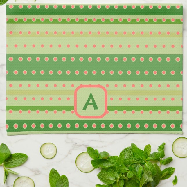 Punkt Stripe Custom Initial Stylish Geschirrtuch (Von Creator hochgeladen)
