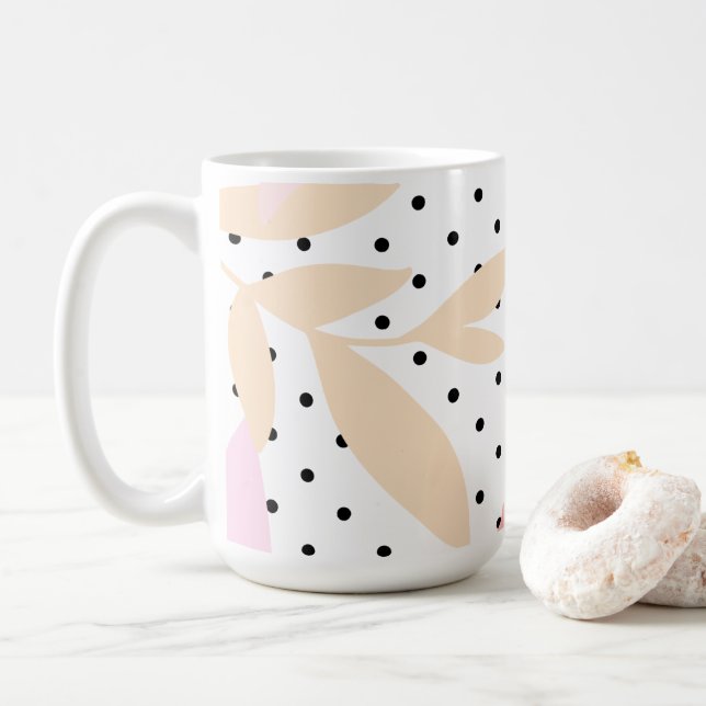 Pünktchen-Muster, 15oz Kaffeetasse (Mit Donut)