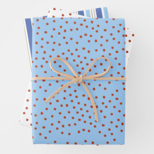 Pünktchen und Streifen-Geschenkpapier Rot Blau Fei Geschenkpapier Set