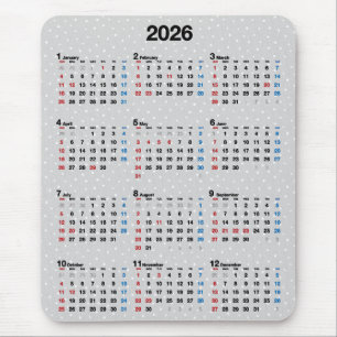 Punkte auf Grau 2027 Kalender Mousepad