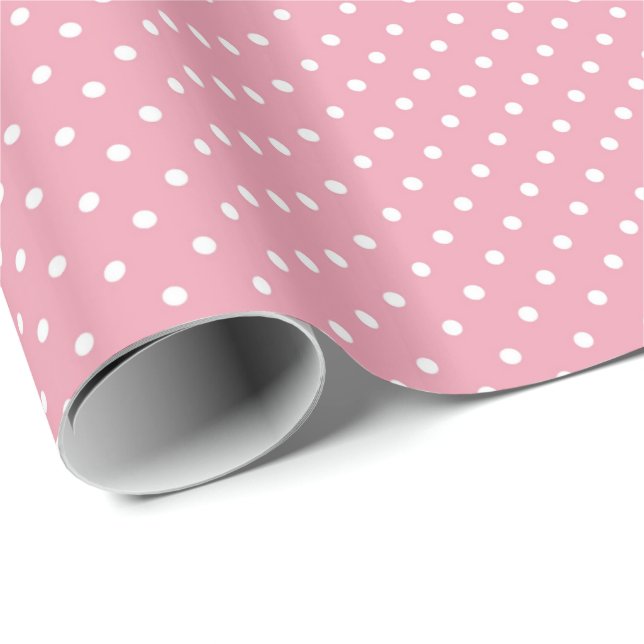Punkte auf rosa Muster Geschenkpapier (Rolleneckpunkt)