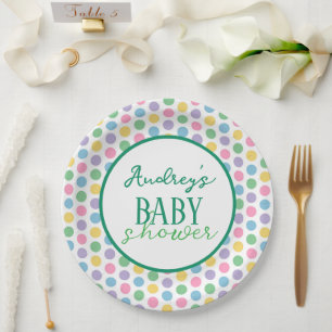 Punkte Babyduschplatte Pappteller