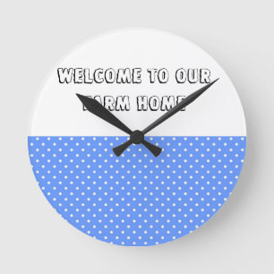Punkte Blau Weiße Farm Home-Uhr Runde Wanduhr