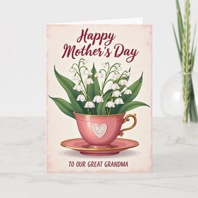 Punkte Blumen Tea Muttertagskarte Karte (Vorderseite)