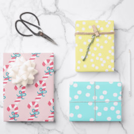 Punkte & Candy Canes: Trendy 'Candy Christmas' Geschenkpapier Set