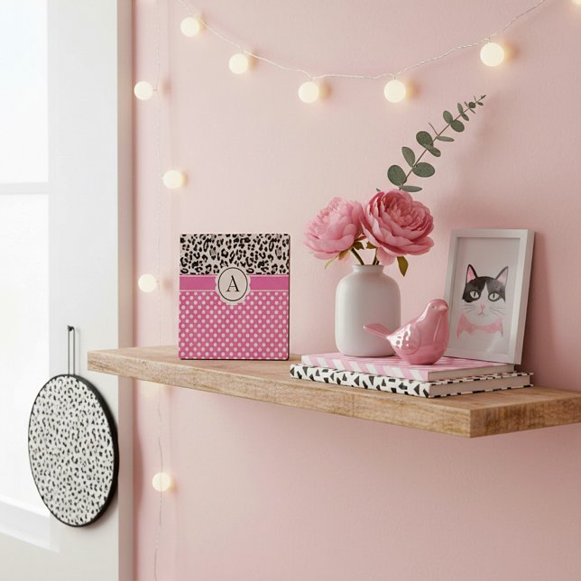 Punkte für Mädchen und Tiere drucken Monogramm Fotoplatte (Von Creator hochgeladen)