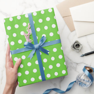 Punkte-Geschenkpapier Weiß und Grün Geschenkpapier
