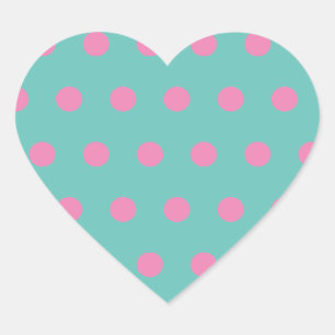 Punkte-Herz-Aufkleber (Aqua & Pink) Herz-Aufkleber