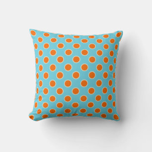 Punkte in Cyan und Orange I Kissen