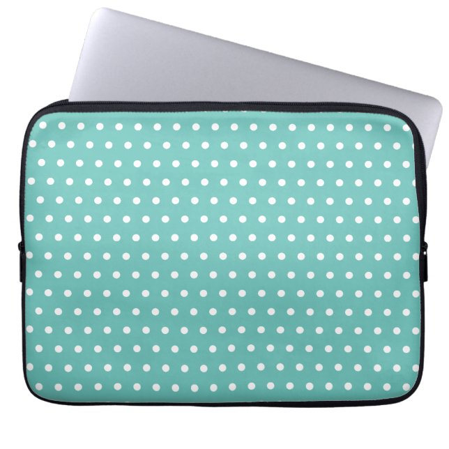 Punkte Laptop-Hülle (Aqua & Weiß) Laptopschutzhülle (Vorderseite)