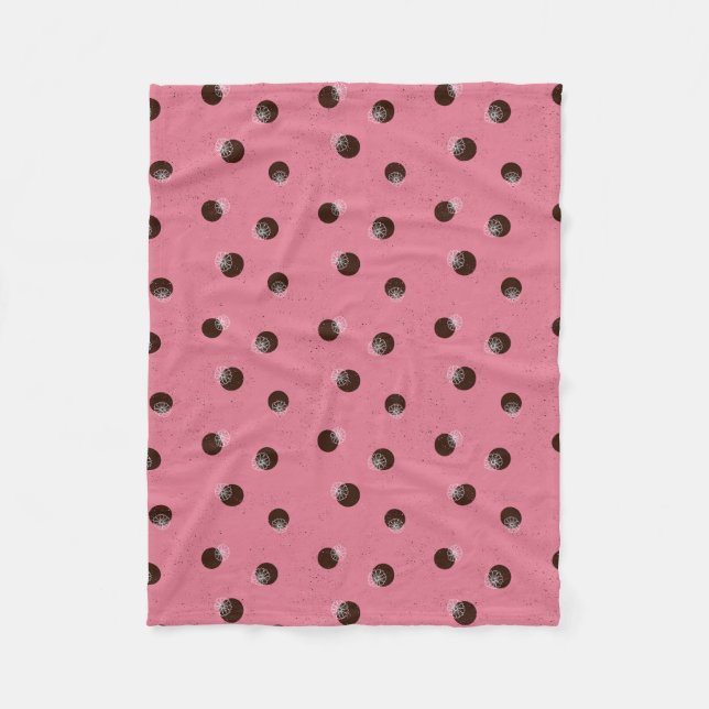 Punkte mit Blume auf rosa Hintergrund Fleecedecke (Vorderseite)