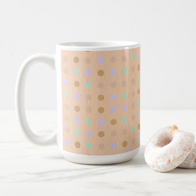 Punkte-Muster, 15oz Kaffeetasse (Mit Donut)