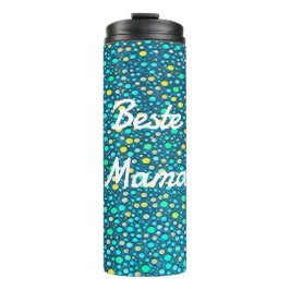 Punkte Muster blau, türkise, gelb, gün Thermosbecher