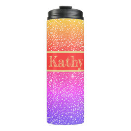 Punkte Muster Regenbogen, lila, pink, orange, gelb Thermosbecher