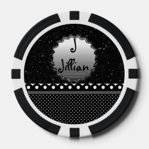 Punkte-Muster Weiß Schwarz Frieden Liebe Schicksal Pokerchips