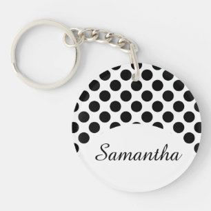 Punkte nahtloses Muster schwarz + Ihr Rücken Schlüsselanhänger