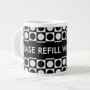Punkte & Quadrate / Schwarz-weiß + Ihre Ideen Jumbo-Tasse