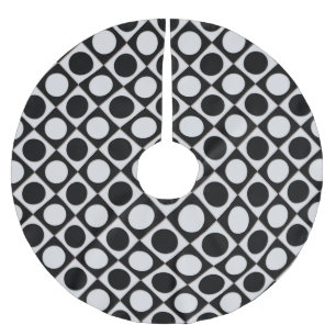 Punkte & Quadrate / Schwarz-weiß + Ihre Ideen Polyester Weihnachtsbaumdecke