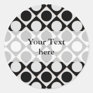 Punkte & Quadrate / Schwarz-weiß + Ihre Ideen Runder Aufkleber