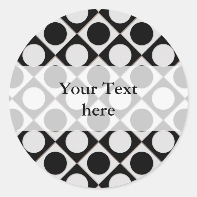 Punkte & Quadrate / Schwarz-weiß + Ihre Ideen Runder Aufkleber (Vorderseite)