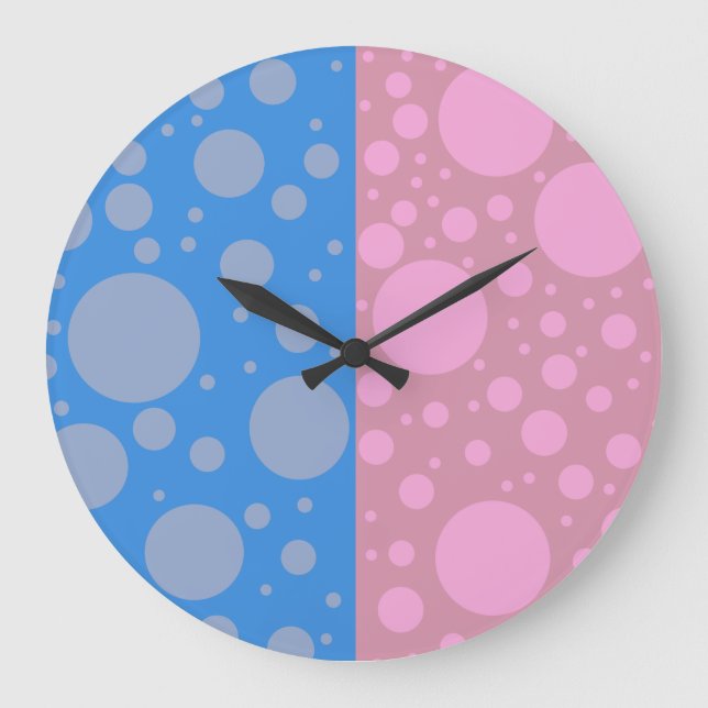 Punkte Rosa blaue Runde (große Wandklemme) Große Wanduhr (Vorderseite)