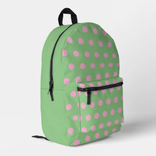 Punkte-Rucksack (Salbeigrün & Pastellrosa) Bedruckter Rucksack