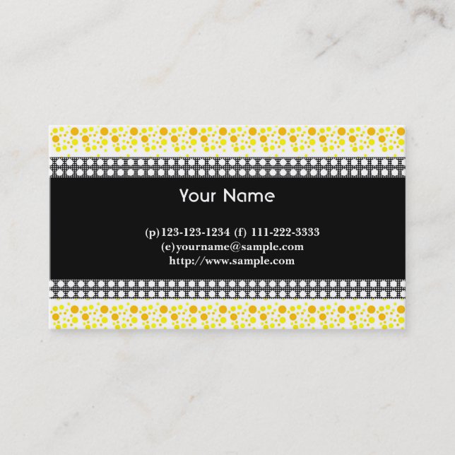 Punkte, schwarz, weiß und gelb visitenkarte (Vorderseite)