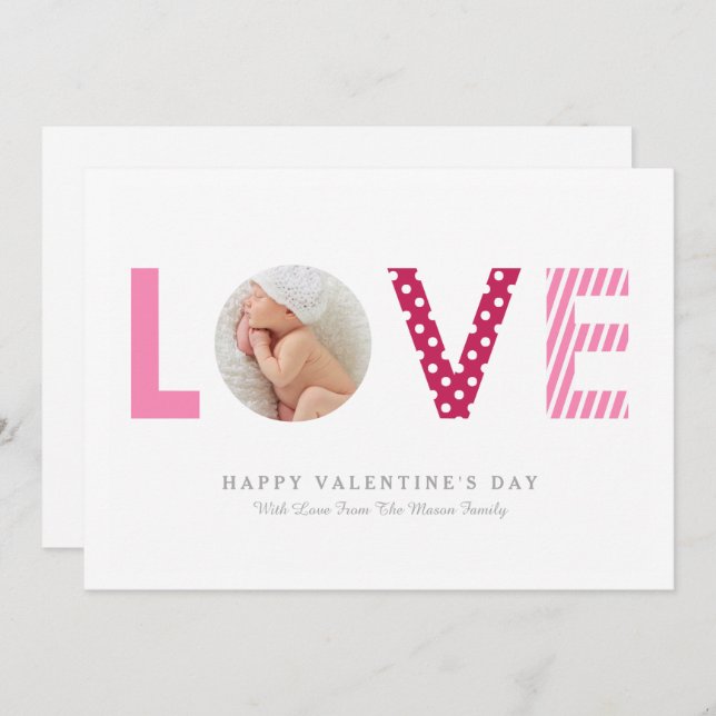 Punkte u. Rosa der Streifen-|/Rot Einladung (Vorne/Hinten)