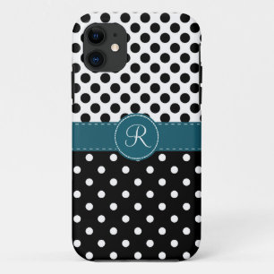 Punkte und aquamarines genähtes Band-Monogramm Case-Mate iPhone Hülle